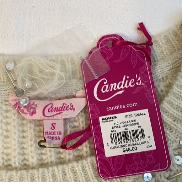 Candie's Embellished Cream Knit Sweater NWT - Size S - Picture 7 of 10